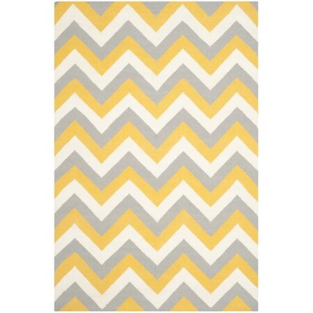 Safavieh Dhurries Hand Woven Flat Weave Rectangle Rug- Gold - Grey- 5 x 8 ft. DHU640A-5